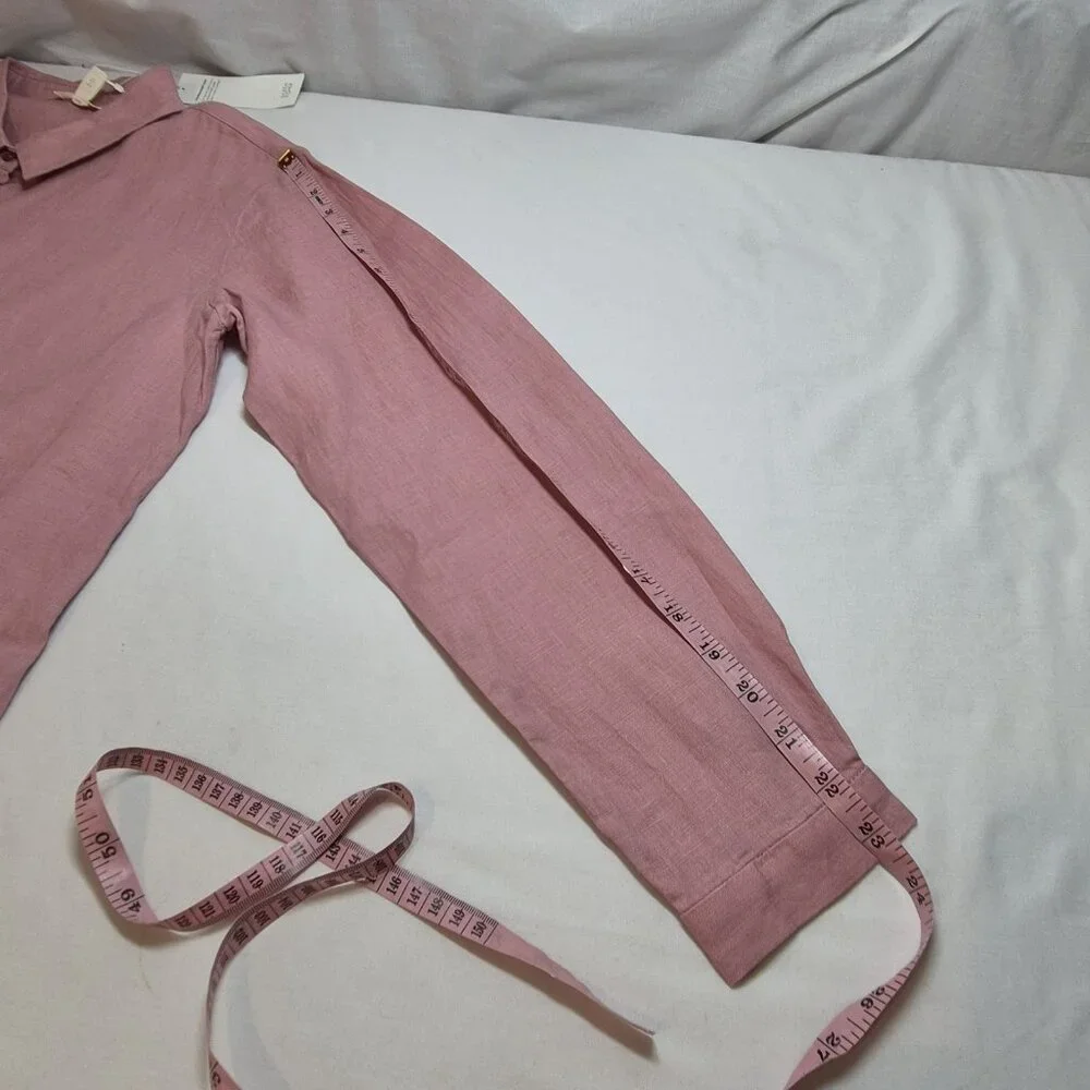 Eileen Fisher Women's Shirt Size Classic Long Sleeve Button Up Pink Pale (60) - Picture 9 of 12